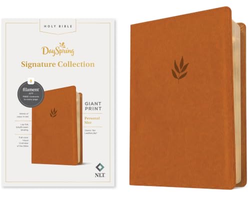 NLT Personal Size Giant Print Bible, Dayspring Signature Collection, Filament Enabled (Leatherlike, Classic Tan, Red Letter) by New Living Translation, Imitation Leather book cover
