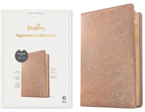 NLT Super Giant Print Bible, Dayspring Signature Collection, Filament Enabled (Leatherlike, Blush Floral, Red Letter) by New Living Translation, Imitation Leather book cover
