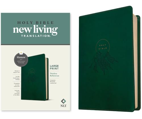 NLT Large Print Thinline Reference Bible, Filament Enabled (Leatherlike, Evergreen Mountain, Red Letter) by New Living Translation, Imitation Leather book cover