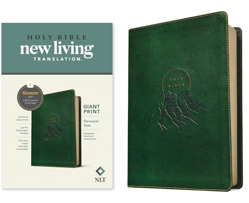 NLT Personal Size Giant Print Bible, Filament Enabled (Leatherlike, Evergreen Mountain, Red Letter) by New Living Translation, Imitation Leather book cover