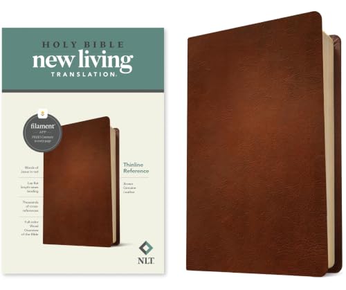 NLT Thinline Reference Bible, Filament Enabled (Genuine Leather, Brown, Red Letter) by New Living Translation, Leather book cover