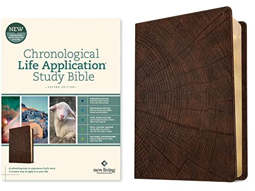 NLT Chronological Life Application Study Bible, Second Edition (Leatherlike, Heritage Oak Brown) by New Living Translation, Imitation Leather book cover