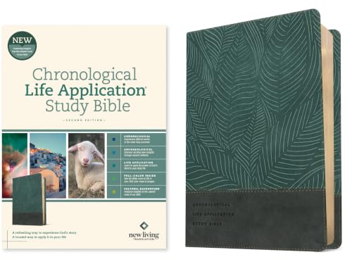 NLT Chronological Life Application Study Bible, Second Edition (Leatherlike, Palm Forest Teal) by New Living Translation, Imitation Leather book cover