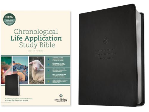 NLT Chronological Life Application Study Bible, Second Edition (Leatherlike, Ebony Leaf) by New Living Translation, Imitation Leather book cover