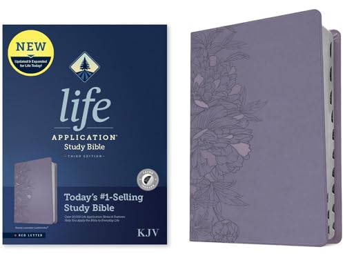 KJV Life Application Study Bible, Third Edition (Leatherlike, Peony Lavender, Indexed, Red Letter) by Tyndale, Imitation Leather book cover