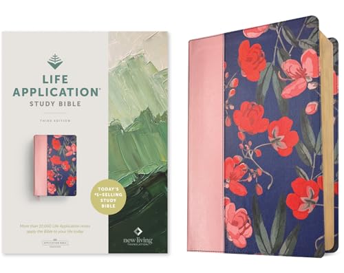 NLT Life Application Study Bible, Third Edition (Leatherlike, Pink Evening Bloom, Red Letter) by New Living Translation, Imitation Leather book cover