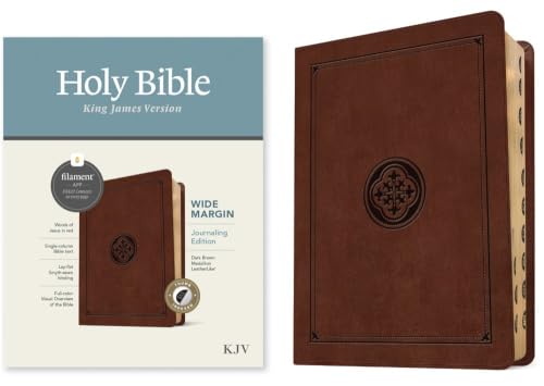KJV Wide Margin Bible, Filament Enabled (Leatherlike, Dark Brown Medallion, Indexed, Red Letter) by Tyndale, Imitation Leather book cover