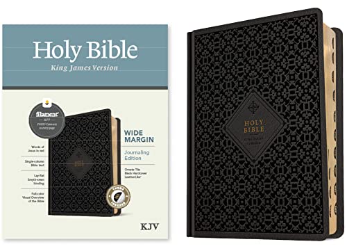 KJV Wide Margin Bible, Filament Enabled (Hardcover Leatherlike, Ornate Tile Black, Indexed, Red Letter) by Tyndale, Imitation Leather book cover