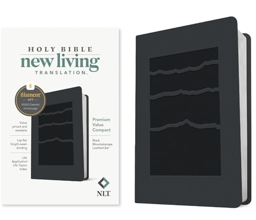 NLT Premium Value Compact Bible, Filament Enabled (Leatherlike, Black Mountainscape) by New Living Translation, Imitation Leather book cover