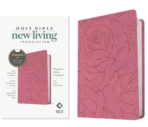 NLT Premium Value Compact Bible, Filament Enabled (Leatherlike, Pink Rose) by New Living Translation, Imitation Leather book cover