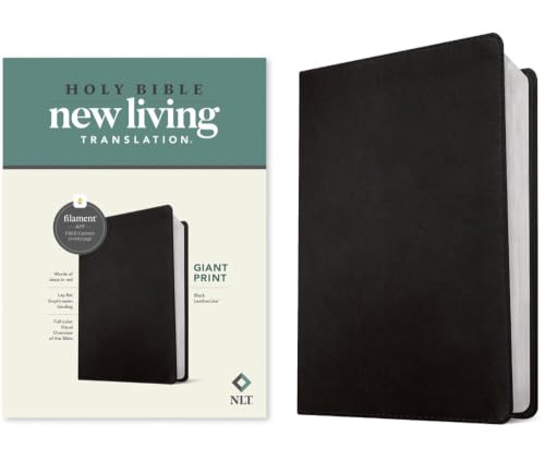 NLT Giant Print Bible, Filament Enabled (Leatherlike, Black, Red Letter) by New Living Translation, Imitation Leather book cover
