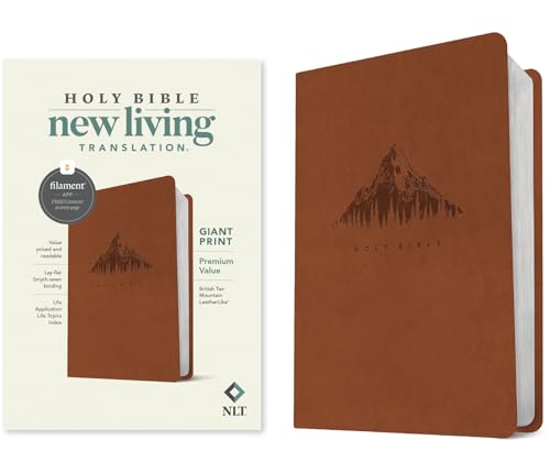 NLT Giant Print Premium Value Bible, Filament Enabled (Leatherlike, British Tan Mountain) by New Living Translation, Imitation Leather book cover