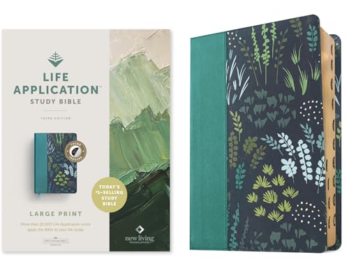 NLT Life Application Study Bible, Third Edition, Large Print (Leatherlike, Meadow Teal, Indexed, Red Letter) by New Living Translation, Imitation Leather book cover