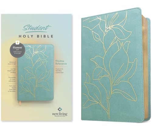 NLT Student Bible, Thinline Reference, Filament Enabled (Leatherlike, Tropical Iris Teal Blue, Red Letter) by New Living Translation, Imitation Leather book cover
