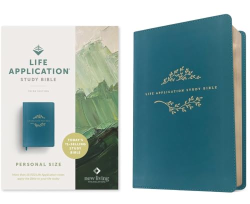 NLT Life Application Study Bible, Third Edition, Personal Size (Leatherlike, Teal Blue, Red Letter) by New Living Translation, Imitation Leather book cover