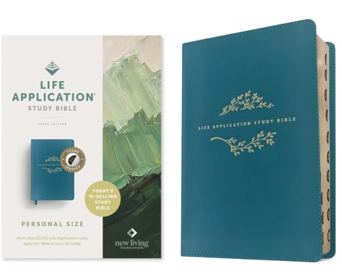 NLT Life Application Study Bible, Third Edition, Personal Size (Leatherlike, Teal Blue, Indexed, Red Letter) by New Living Translation, Imitation Leather book cover
