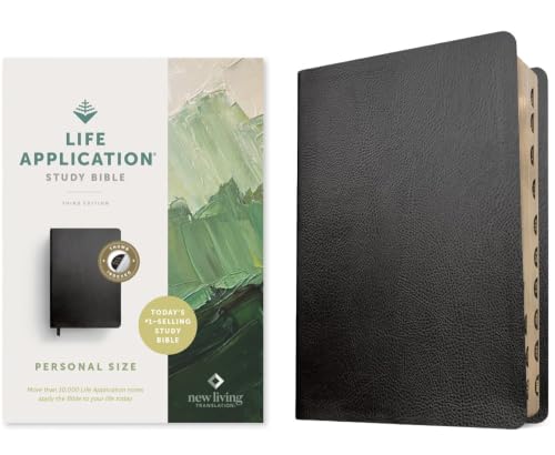 NLT Life Application Study Bible, Third Edition, Personal Size (Bonded Leather, Black, Indexed, Red Letter) by New Living Translation, Bonded Leather book cover