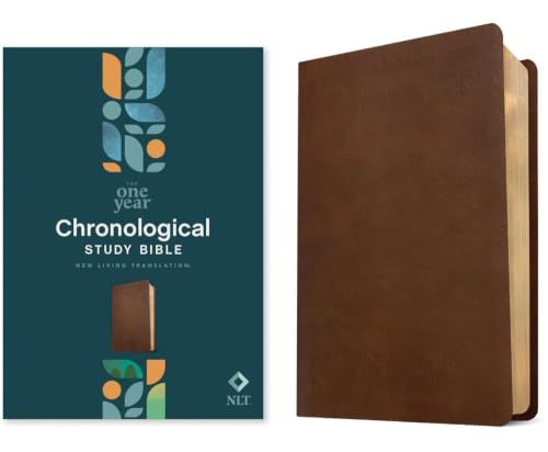 NLT One Year Chronological Study Bible (Leatherlike, Rustic Brown) by New Living Translation, Imitation Leather book cover