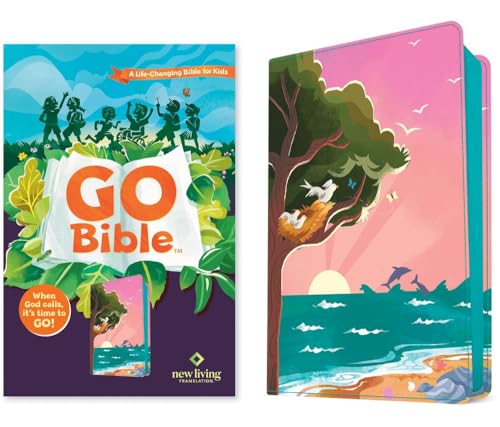 NLT Go Bible for Kids (Leatherlike, Beach Sunrise): A Life-Changing Bible for Kids by New Living Translation, Imitation Leather book cover