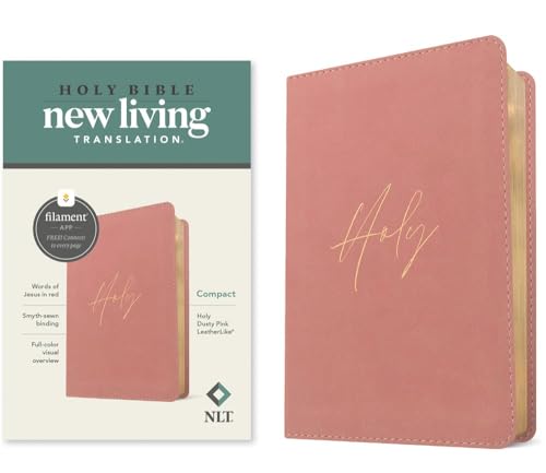 NLT Compact Bible, Filament Enabled (Leatherlike, Holy Dusty Pink, Red Letter) by New Living Translation, Imitation Leather book cover