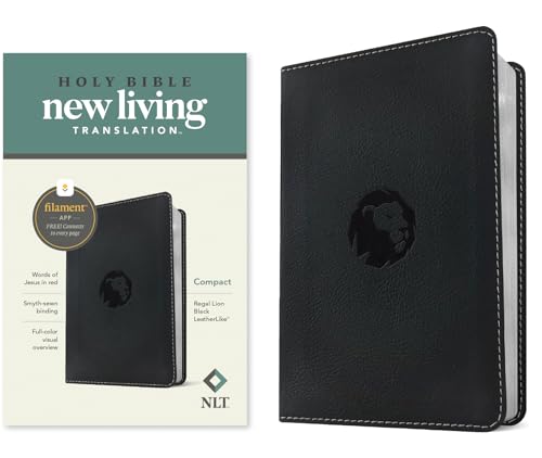 NLT Compact Bible, Filament Enabled (Leatherlike, Regal Lion Black, Red Letter) by New Living Translation, Imitation Leather book cover
