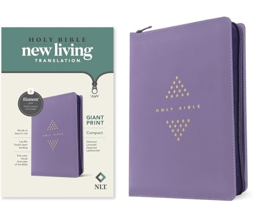NLT Compact Giant Print Zipper Bible, Filament Enabled (Leatherlike, Diamond Lavender, Red Letter) by New Living Translation, Imitation Leather book cover