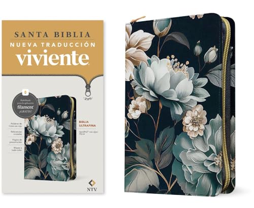 Biblia Ultrafina Ntv de Ziper, Con Filament (Sentipiel, Floral, Letra Roja) by Tyndale, Imitation Leather book cover