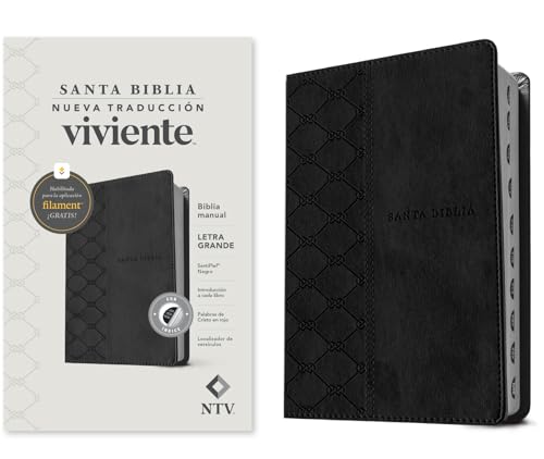 Biblia Manual Ntv, Letra Grande Con Filament (Sentipiel, Negro, Indice, Letra Roja) by Nueva Traduccion Viviente, Imitation Leather book cover