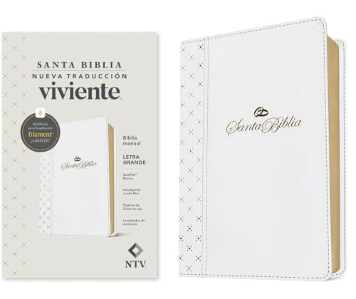 Biblia Manual Ntv, Letra Grande Con Filament (Sentipiel, Blanco, Letra Roja) by Nueva Traduccion Viviente, Imitation Leather book cover