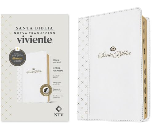 Biblia Manual Ntv, Letra Grande Con Filament (Sentipiel, Blanco, Indice, Letra Roja) by Nueva Traduccion Viviente, Imitation Leather book cover