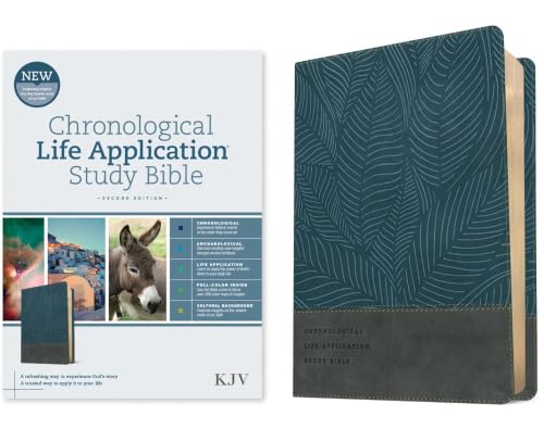 KJV Chronological Life Application Study Bible, Second Edition (Leatherlike, Palm Forest Blue) by Tyndale, Imitation Leather book cover