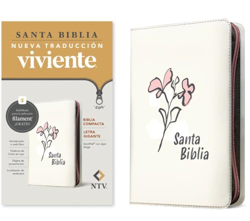 Biblia Compacta Ntv, Letra Gigante de Ziper Con Filament (Sentipiel, Beige, Letra Roja) by Nueva Traduccion Viviente, Imitation Leather book cover