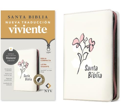 Biblia Compacta Ntv, Letra Gigante de Ziper Con Filament (Sentipiel, Beige, Indice, Letra Roja) by Nueva Traduccion Viviente, Imitation Leather book cover