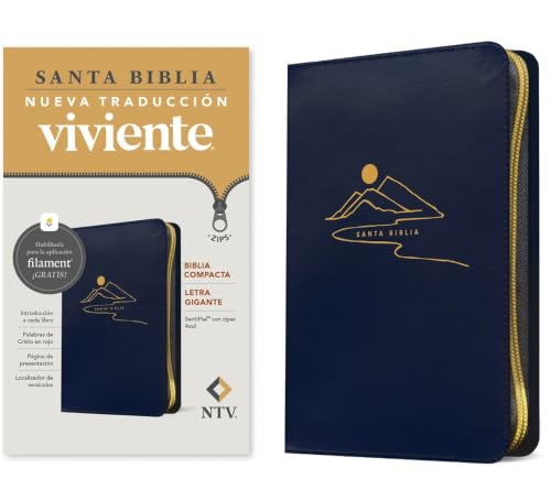 Biblia Compacta Ntv, Letra Gigante de Ziper Con Filament (Sentipiel, Azul, Letra Roja) by Nueva Traduccion Viviente, Imitation Leather book cover