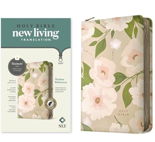 NLT Thinline Reference Zipper Bible, Filament Enabled (Leatherlike, Tender Blossom Taupe, Indexed, Red Letter) by New Living Translation, Imitation Leather book cover