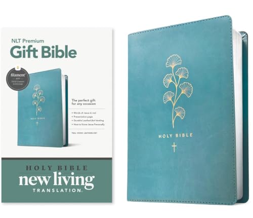Premium Gift Bible Nlt, Filament Enabled (Leatherlike, Teal Cross, Red Letter) by New Living Translation, Imitation Leather book cover