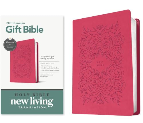 Premium Gift Bible Nlt, Filament Enabled (Leatherlike, Very Berry Pink Vines, Red Letter) by New Living Translation, Imitation Leather book cover