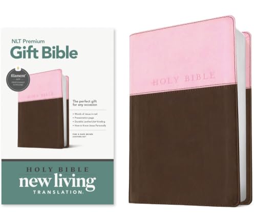 Premium Gift Bible Nlt, Filament Enabled, Tutone (Leatherlike, Pink/Dark Brown, Red Letter) by New Living Translation, Imitation Leather book cover