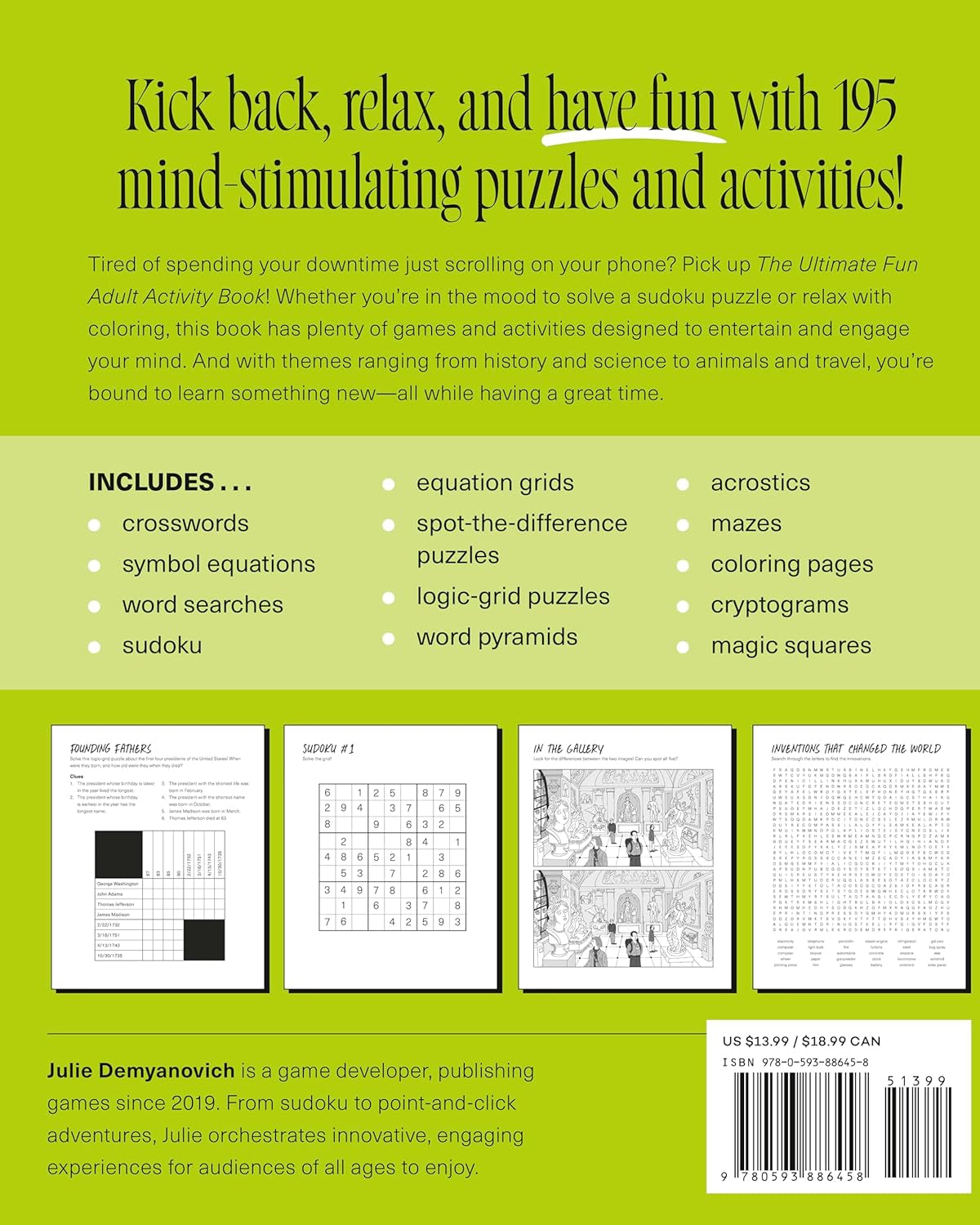 The Ultimate Fun Adult Activity Book: Logic Puzzles, Sudoku, Mazes, Word Searches, Crosswords, Acrostics, Coloring, and More!