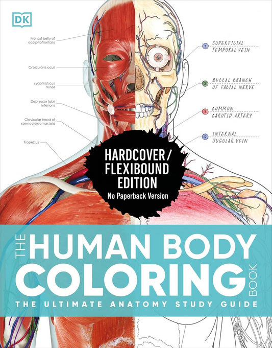 The Human Body Coloring Book — Anatomy Study Guide with Labeled Diagrams