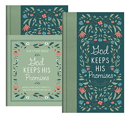 God Keeps His Promises KJV Study Bible [Sage Floral]: Understand Bible Prophecy. . .and Find Inspiration for Life by Christopher D Hudson, Hardcover book cover