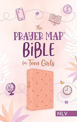 The Prayer Map Bible for Teen Girls Nlv [Coral Dandelions] by Compiled by Barbour Staff, Imitation Leather book cover
