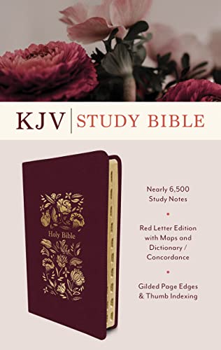 The KJV Study Bible, Indexed [Crimson Bouquet] by Christopher D Hudson, Imitation Leather book cover