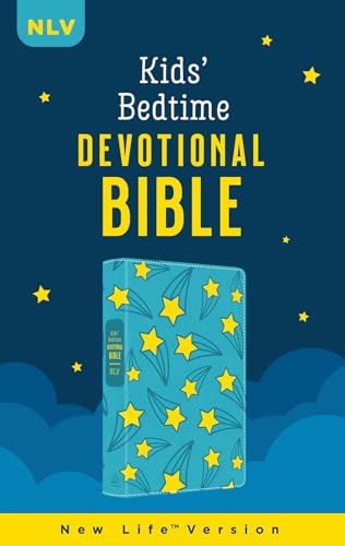 The Kids' Bedtime Devotional Bible: Nlv [Aqua Stars] by Barbour Bibles, Imitation Leather book cover