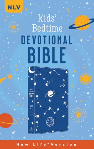 The Kids' Bedtime Devotional Bible: Nlv [Cobalt Cosmos] by Barbour Bibles, Imitation Leather book cover