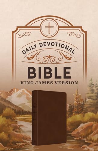 Daily Devotional Bible King James Version [Hickory Cross] by Barbour Bibles, Imitation Leather book cover