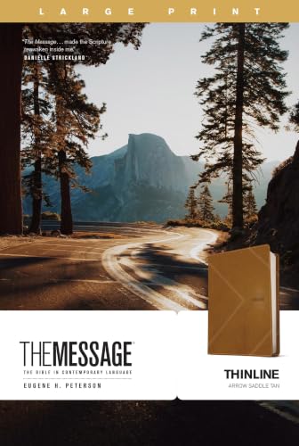 The Message Thinline, Large Print (Leather-Look, Arrow Saddle Tan) by Eugene H Peterson, Imitation Leather book cover