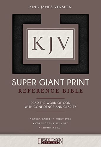 KJV Super Giant Print Bible (Imitation Leather, Black, Thumb Indexed) by Hendrickson Publishers, Imitation Leather book cover