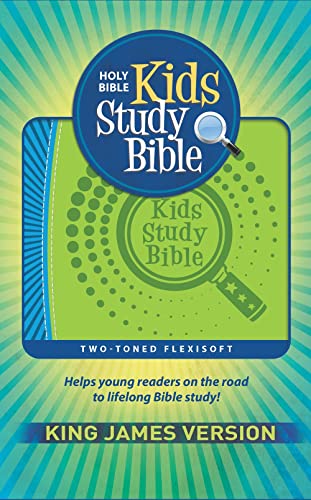 KJV Kids Study Bible, Flexisoft (Red Letter, Imitation Leather, Green/Blue) by Hendrickson Publishers, Imitation Leather book cover