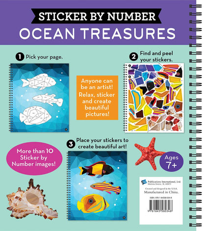 Brain Games - Sticker by Number: Ocean Treasures (13 Images to Sticker)